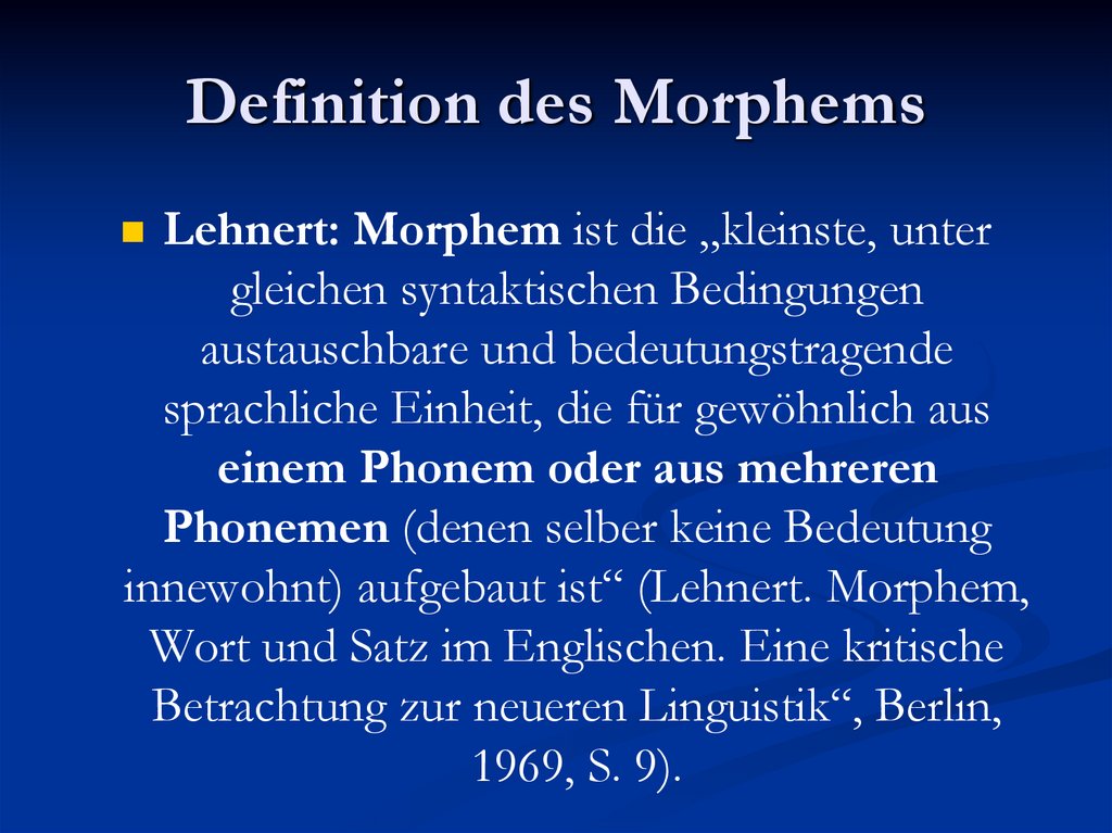 Definition des Morphems