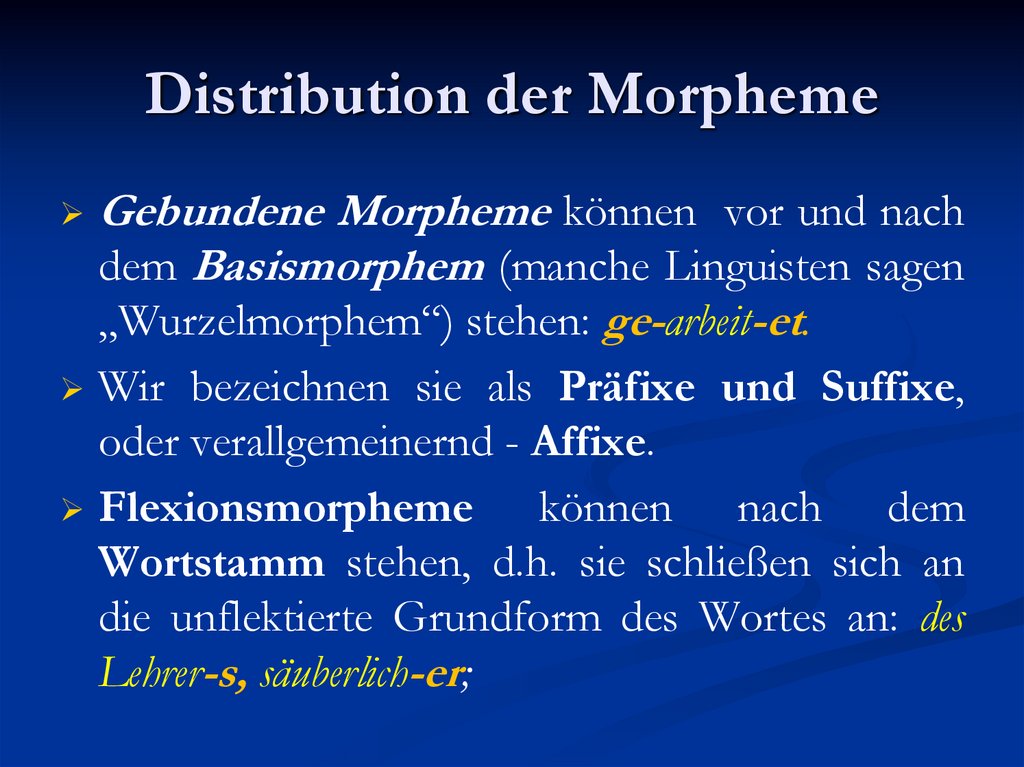 Distribution der Morpheme