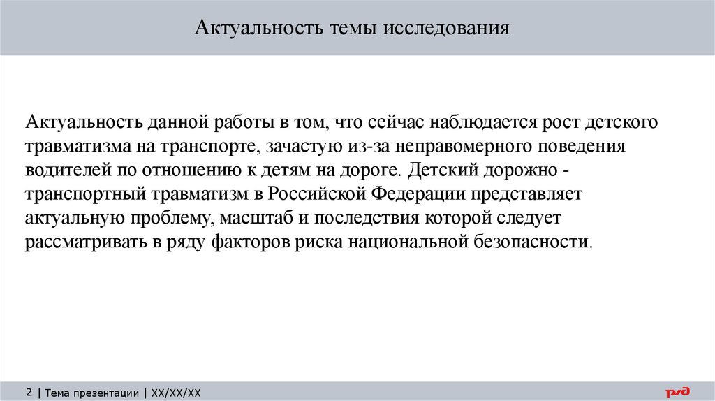 Актуальность темы исследования