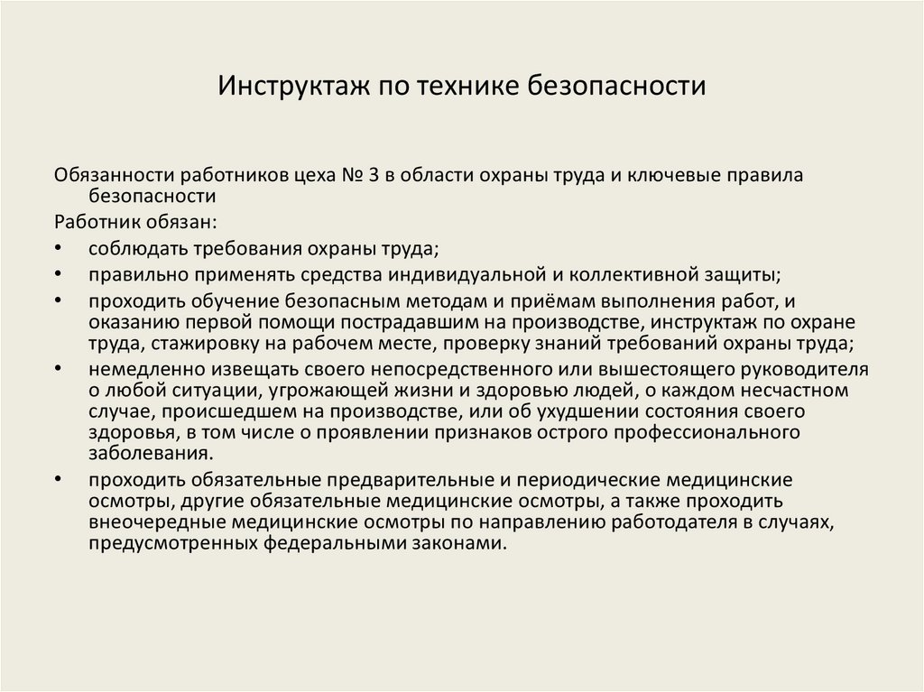 Инструктаж по технике безопасности