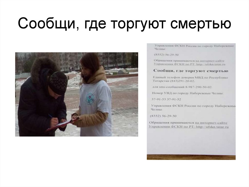 Сообщи, где торгуют смертью