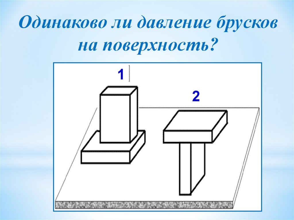 Наибольшее давление на стол производят бруски на рисунке 1 2 3