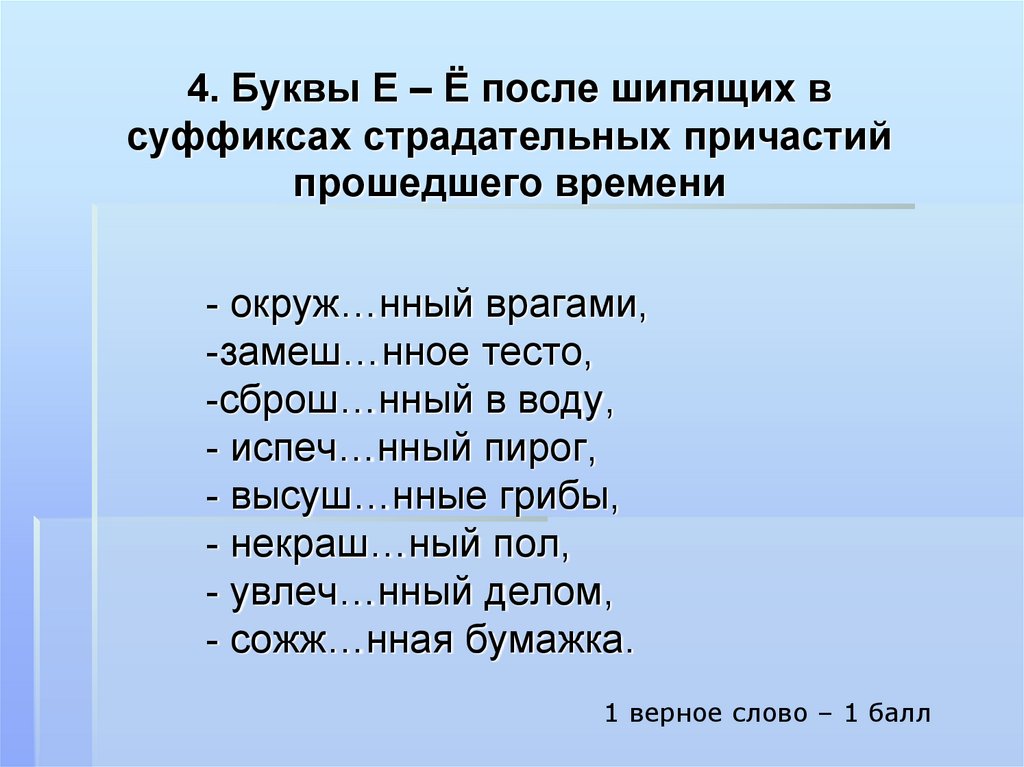 Буквы е е в страдательных причастиях