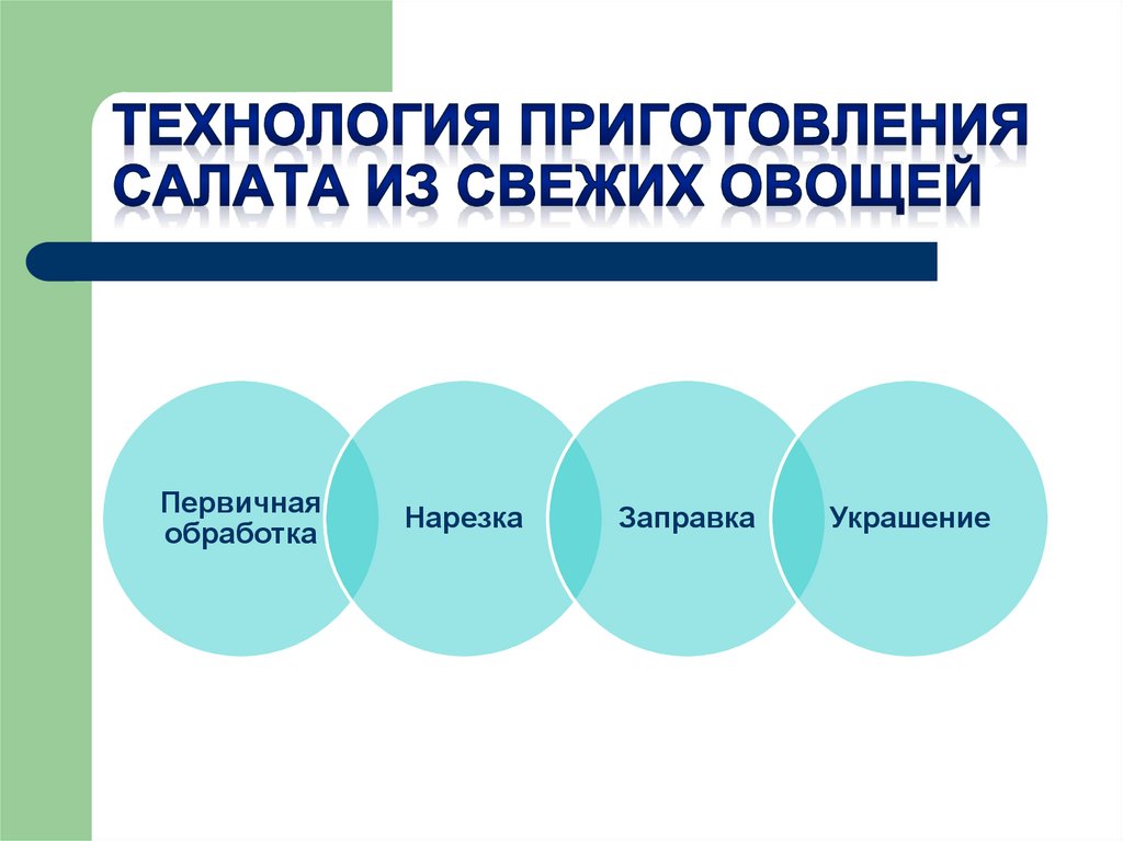 ТЕХНОЛОГИЯ ПРИГОТОВЛЕНИЯ САЛАТА ИЗ СВЕЖИХ ОВОЩЕЙ