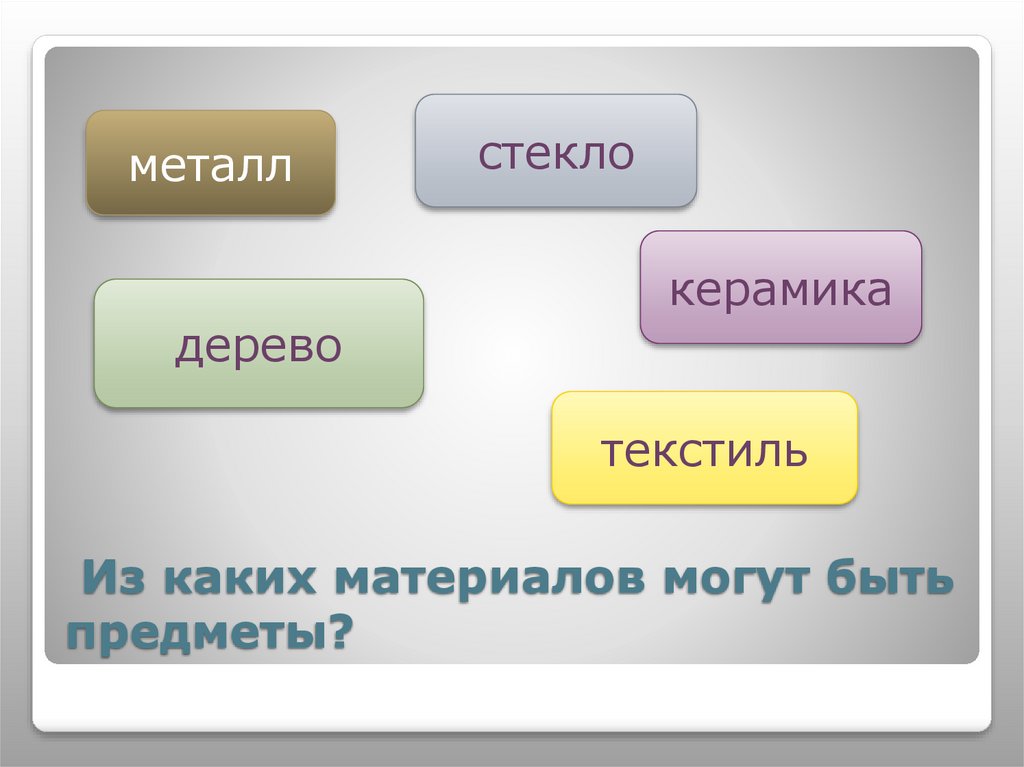 Из каких материалов могут быть предметы?