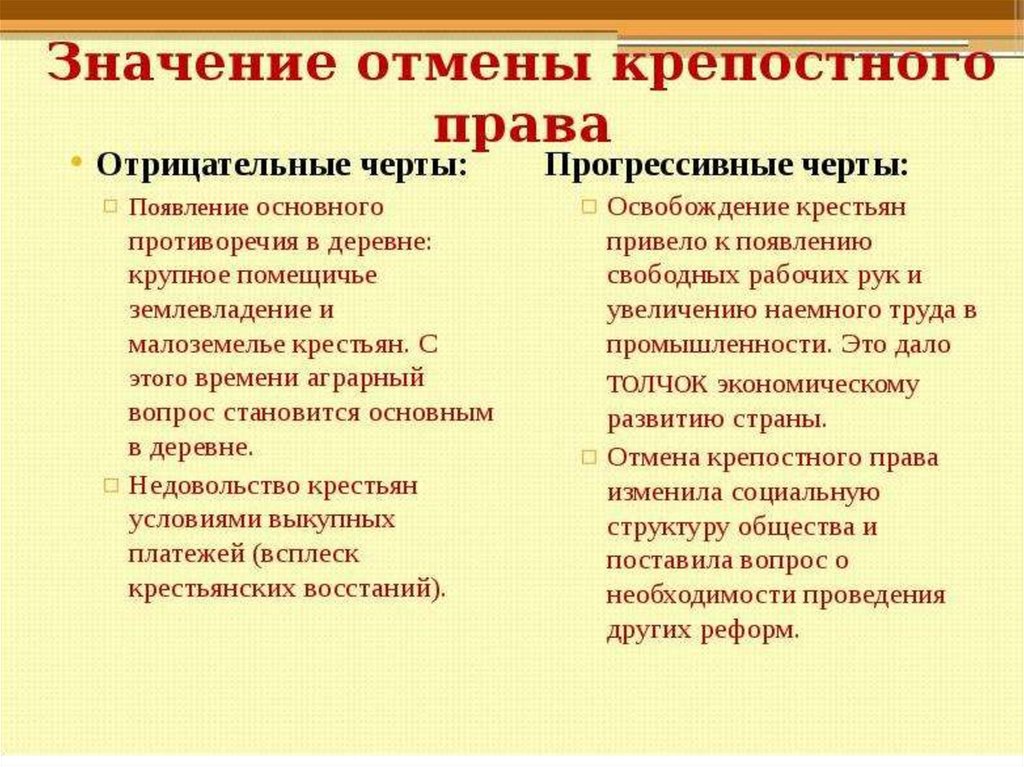 Презентация по отмене крепостного права в россии