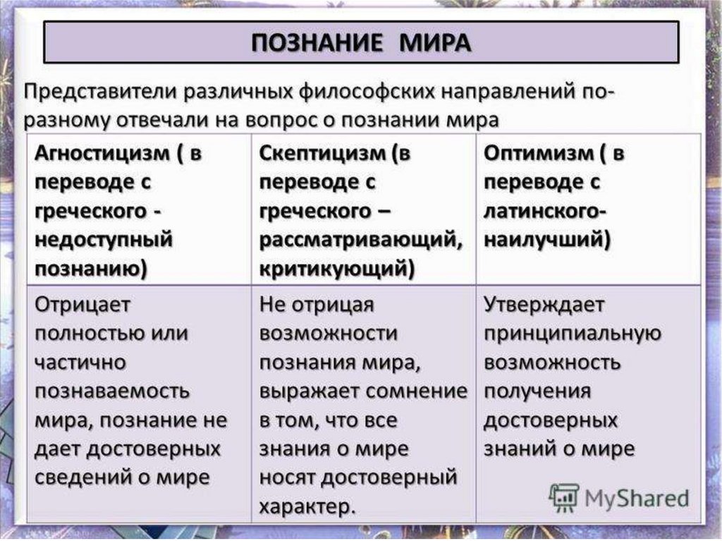 Проблемы познаваемости мира презентация