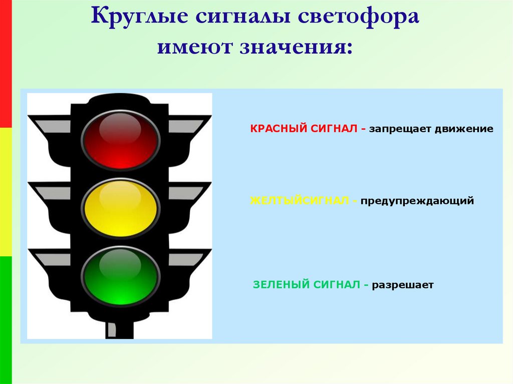 Почему разрешающие сигналы светофора зеленого цвета а запрещающие красного презентация