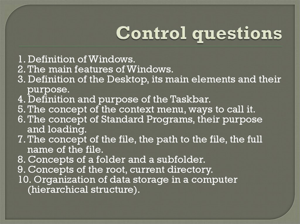 Control questions