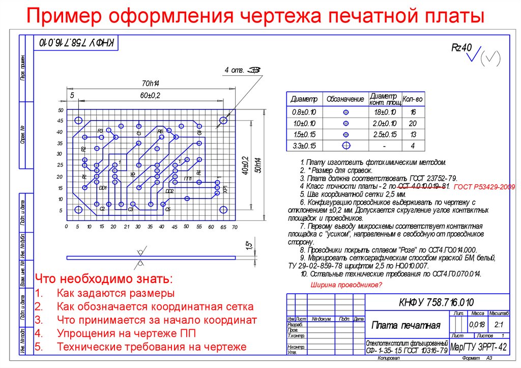 Сборочный чертеж печатного узла