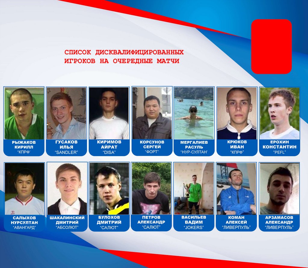 Список дисквалификации. Команда ВП дисквалифицирован на. РФЛ детский Чемпионат в контакте 2012. РФЛ детский Чемпионат в контакте