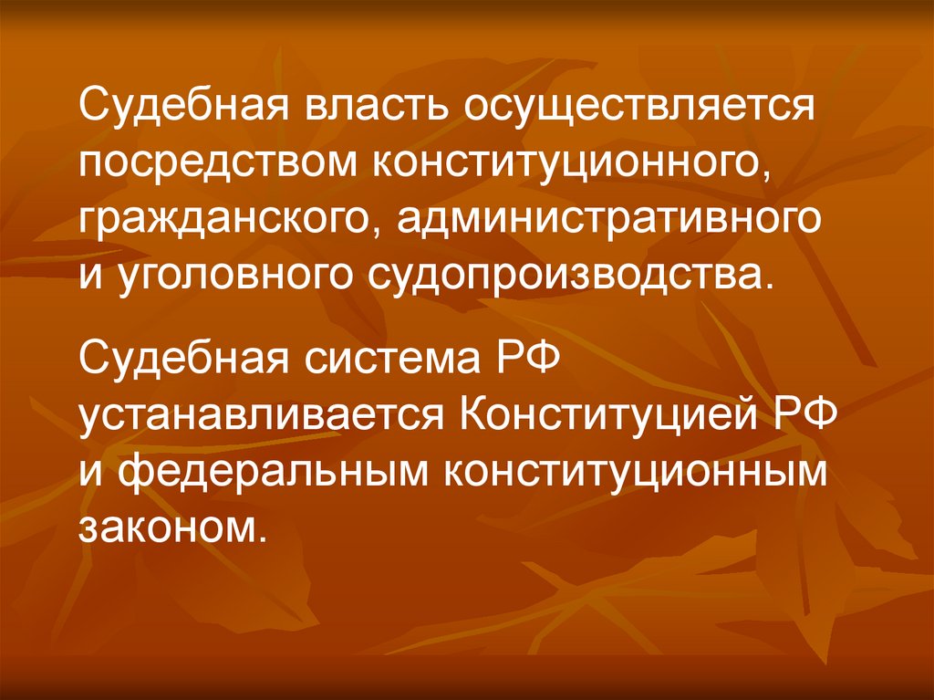 Судебная власть осуществляется в форме