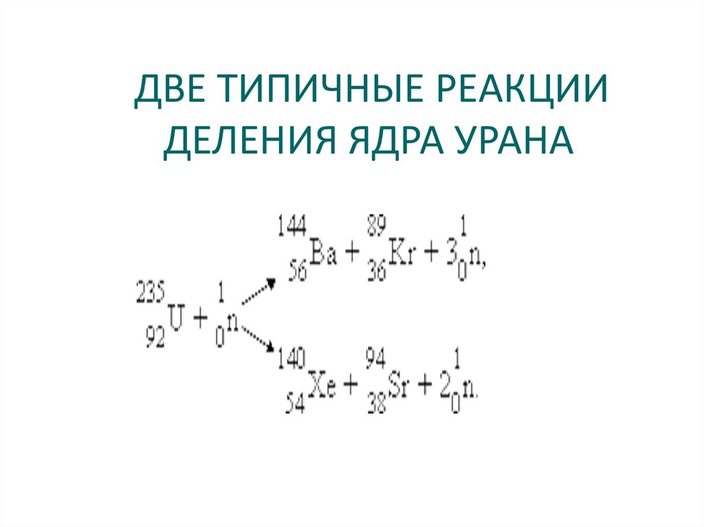Реакция деления синтез деление. Две типичные реакции деления ядра урана.