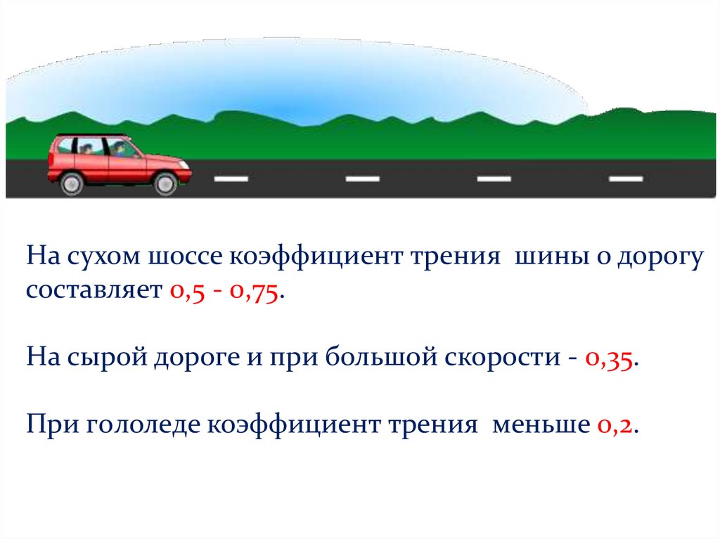 Коэффициент трения автомобильных шин. Коэффициент трения шин о дорогу. Коэффициент трения шин с дорогой. Трение колес о дорогу. Сила трения колес о дорогу.