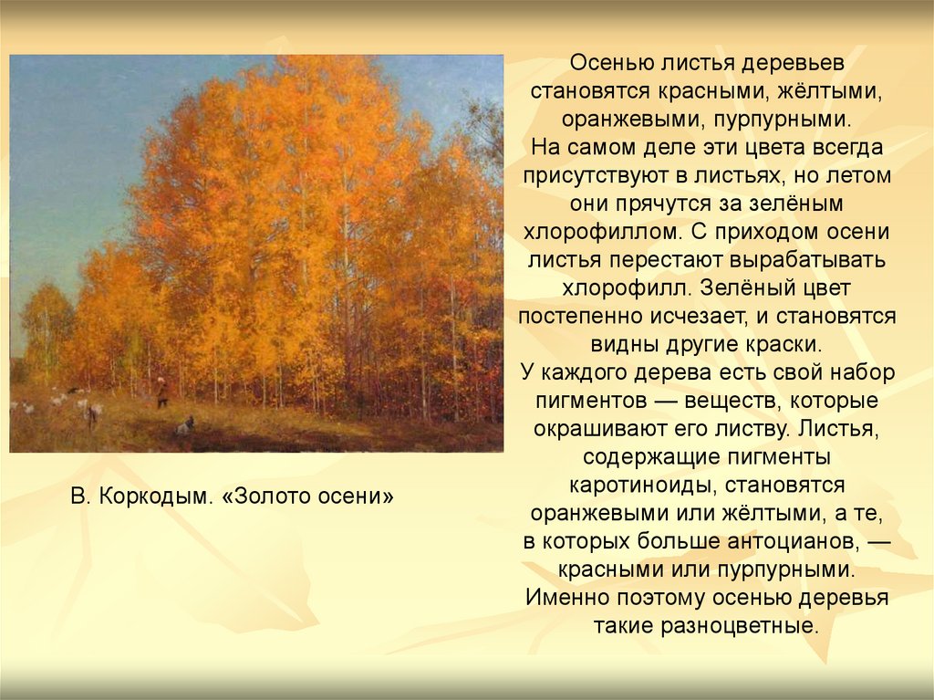 Сигналом листопаду служит. В. Коркодым. «Золото осени». Коркодым золото осени описание. Золотая осень Владимир Коркодыма. Работы Коркодыма об осени.