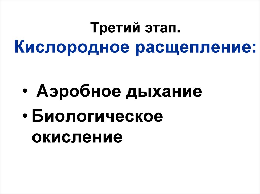 Третий этап. Кислородное расщепление: