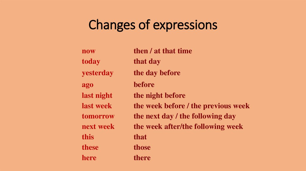 Changes of expressions