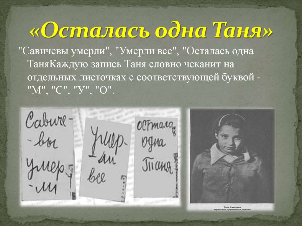 дневник Тани Савичевой - презентация онлайн