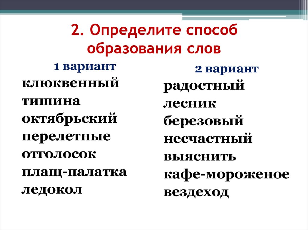 Определите способ образования слов. Определить способ образования. Способы образования слов. Определение способа образования.