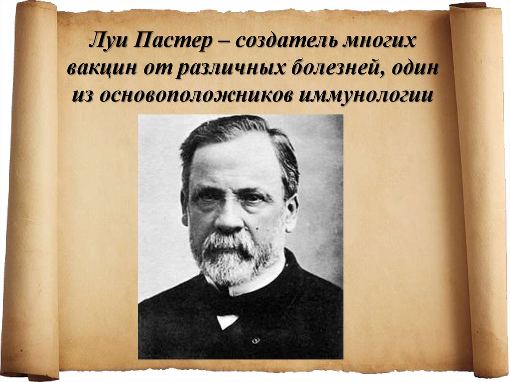 Луи Пастер – создатель многих вакцин от различных болезней, один из основоположников иммунологии