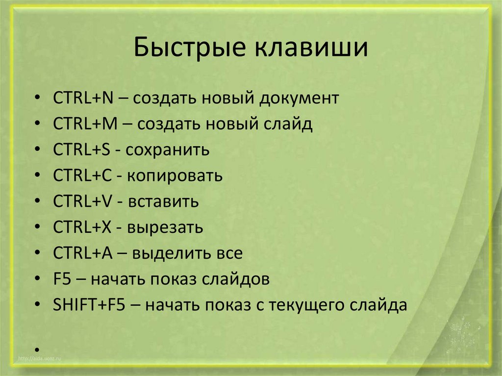 Быстрые клавиши