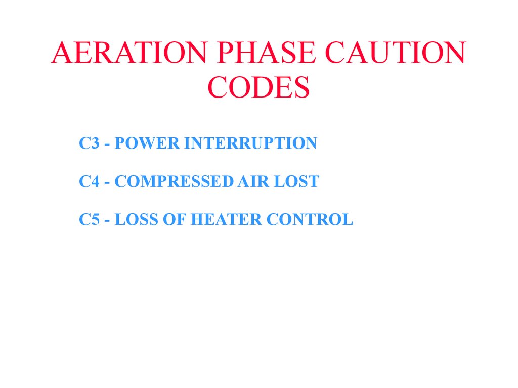 AERATION PHASE CAUTION CODES