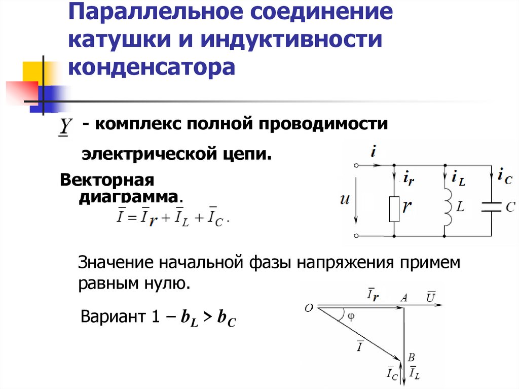 Понятие о схеме замещения электрической цепи с параллельным соединением катушки и конденсатора