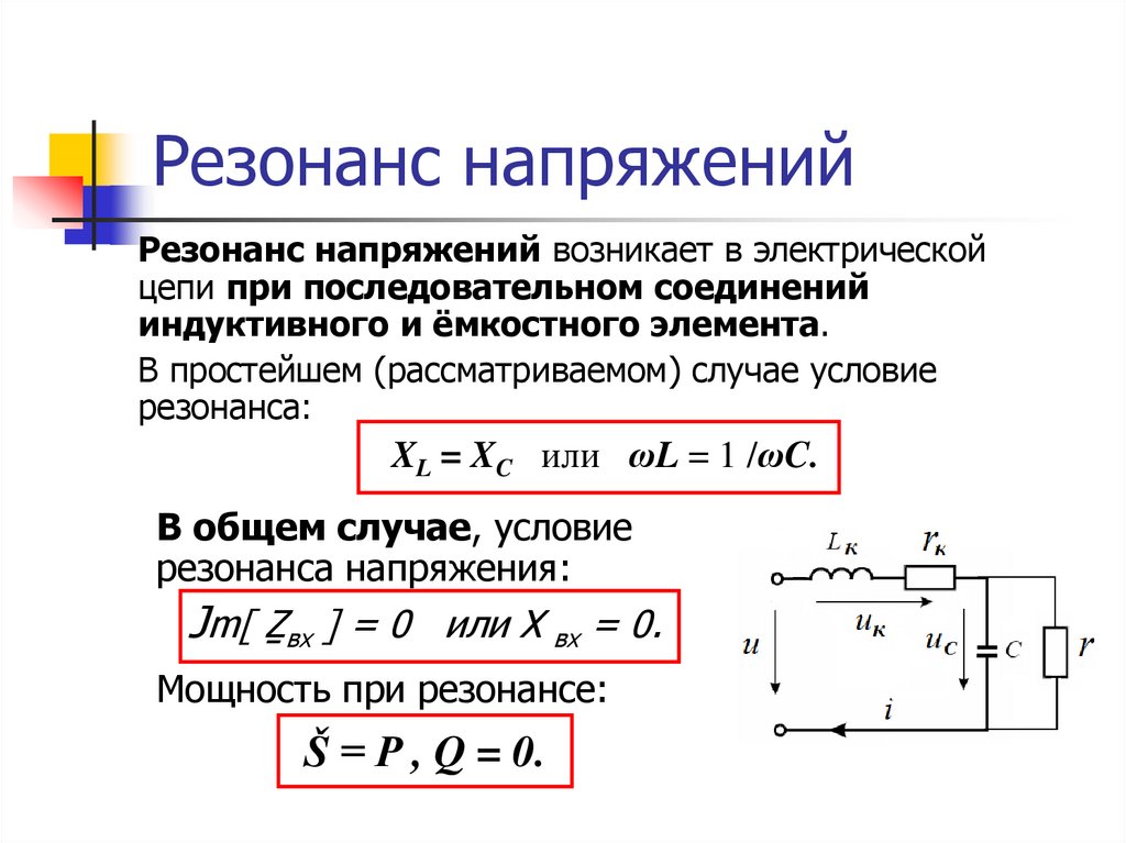 Резонанс напряжений схема