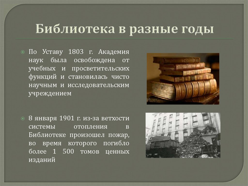 Библиотека в разные годы