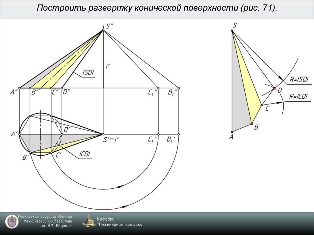 Развертка угла. Развертка поверхности наклонного конуса. Развертка Инженерная Графика. Solidworks развертка поверхности двойной кривизны. Косой конус развертка.