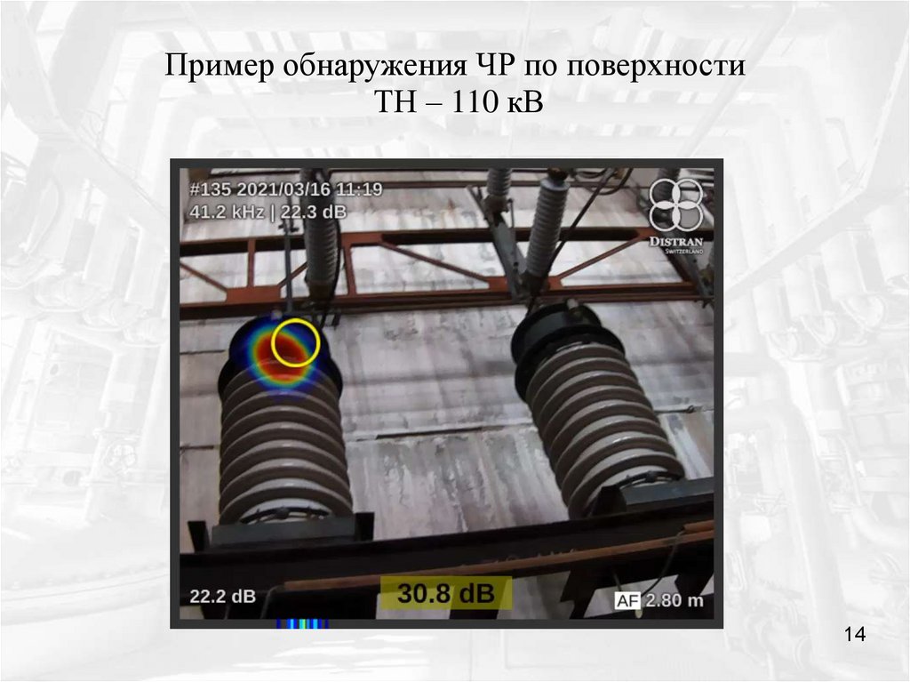 Пример обнаружения ЧР по поверхности ТН – 110 кВ