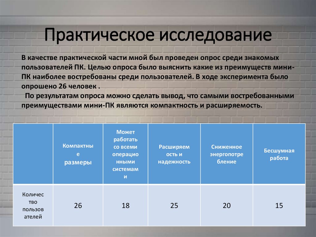 Практическое исследование