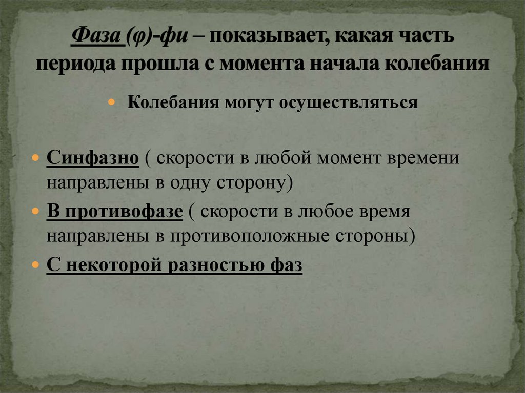 Части периода. Синфазно это физика. Синфазные колебания. Какие колебания называют синфазными. Время синфазных колебаний.