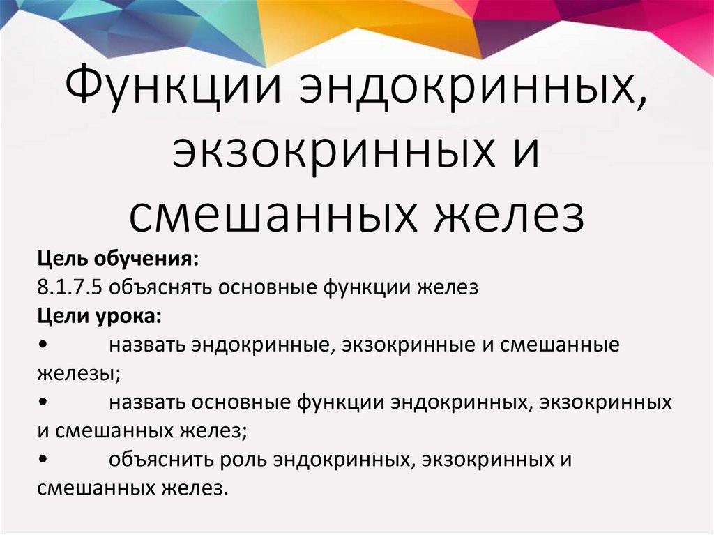 Функции эндокринных, экзокринных и смешанных желез