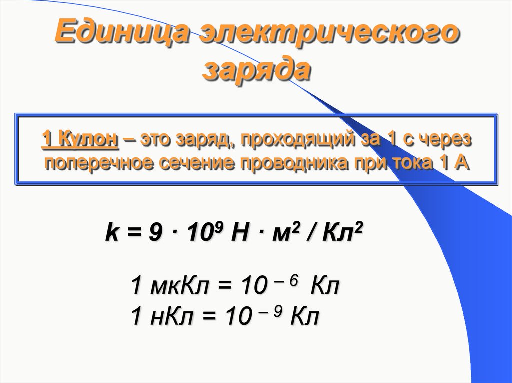 Заряд единица си