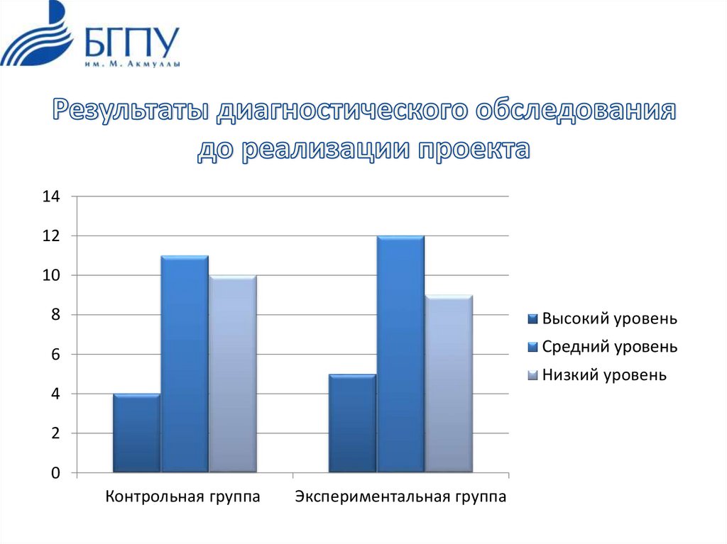 Результаты диагностического обследования до реализации проекта