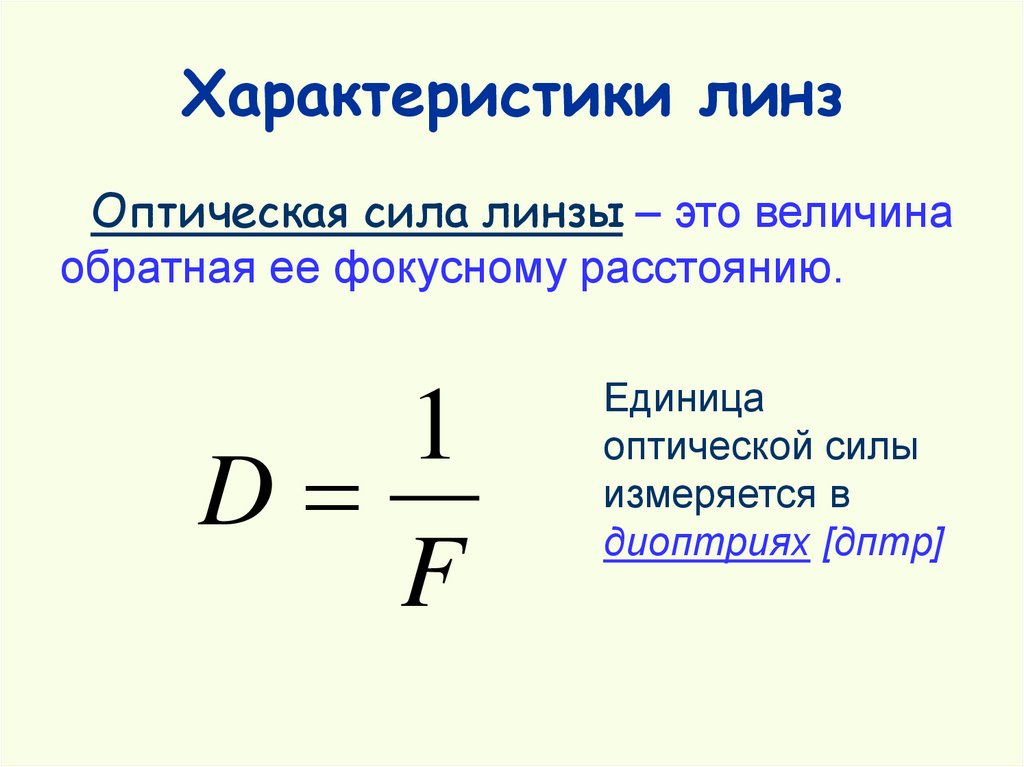 Параметры линз