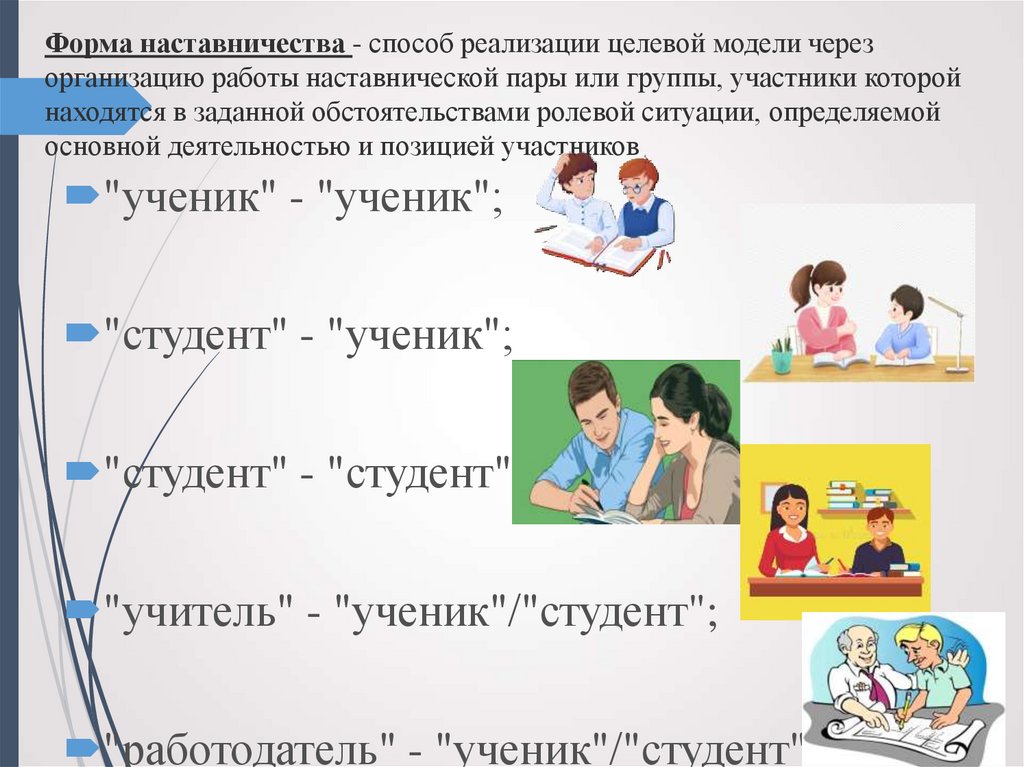 Наставничество ученик ученик. Формы наставничества. Формы наставничества в образовании. Модель наставничества учитель-ученик. Форма наставничества ученик-ученик.