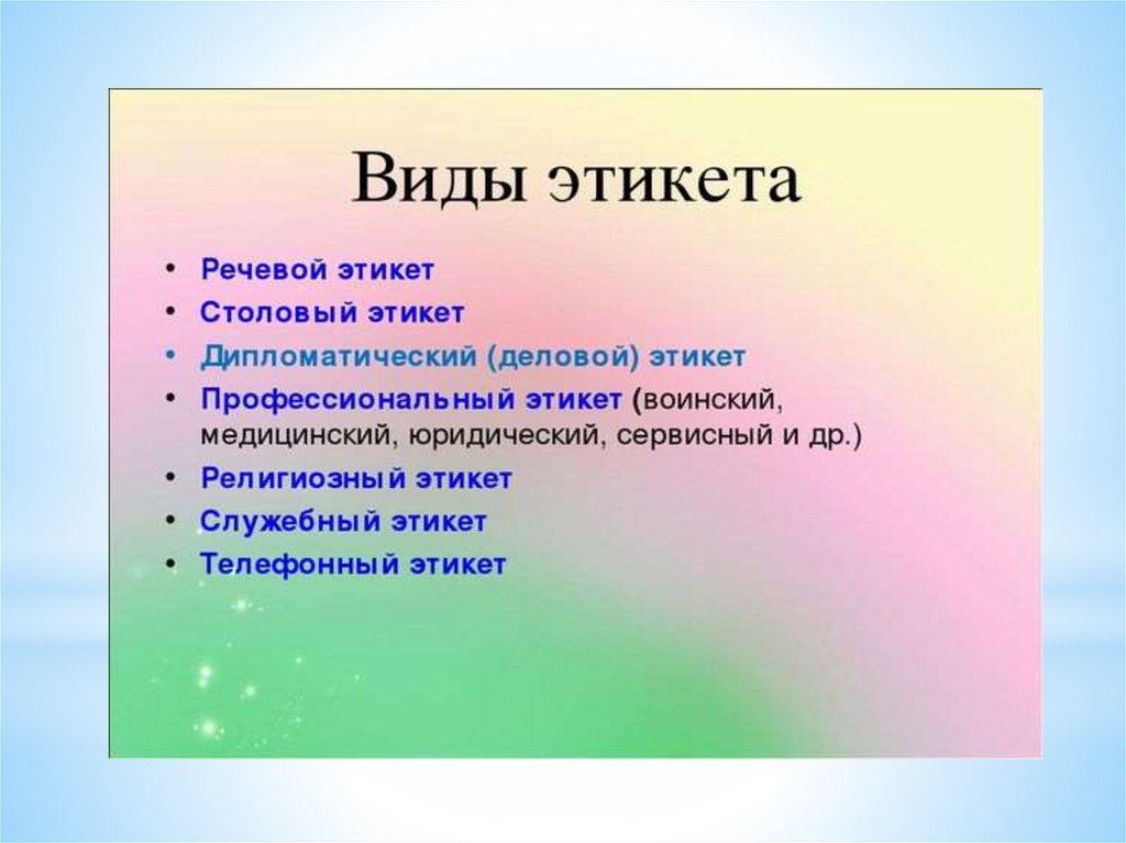 Этикет презентация