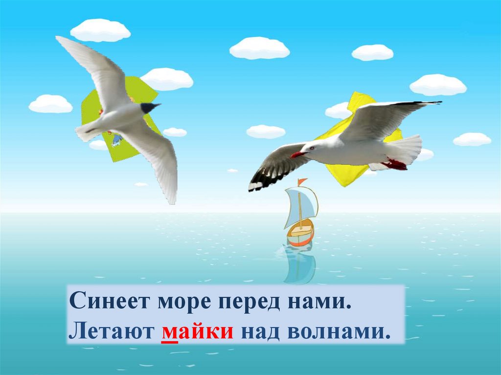 Перед нами. Синеет море перед нами летают майки над волнами. Летают майки над волнами. Синеет море перед нами. Картинка летают майки над волнами.