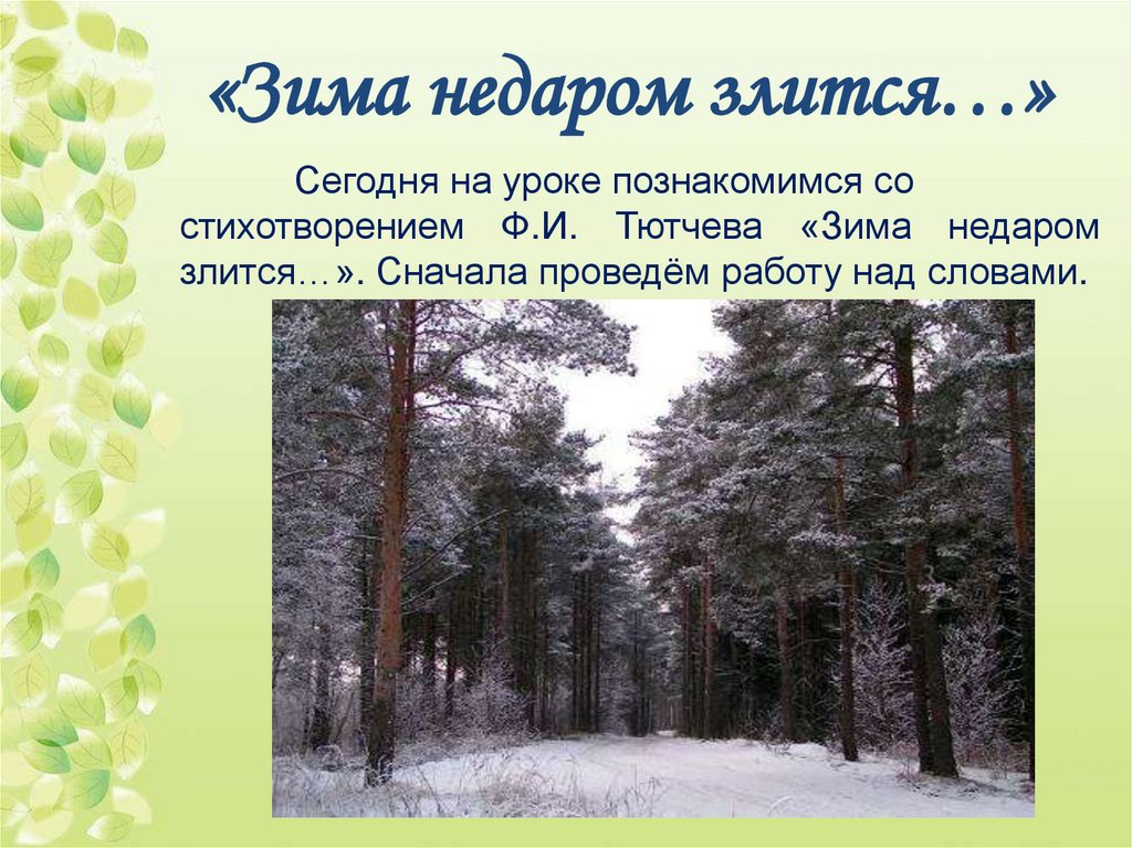 Тютчев зима. Зима недаром. Зима недаром злится. Тургенев зима недаром злится.