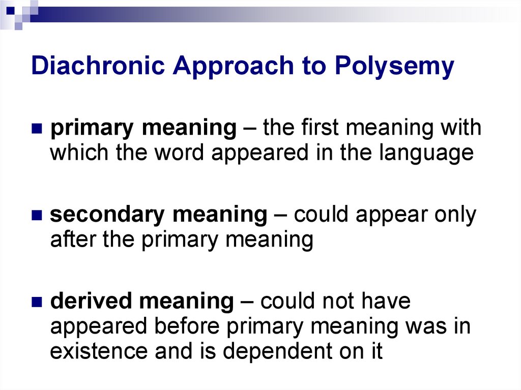 Diachronic Approach to Polysemy