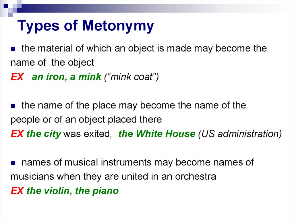 Types of Metonymy