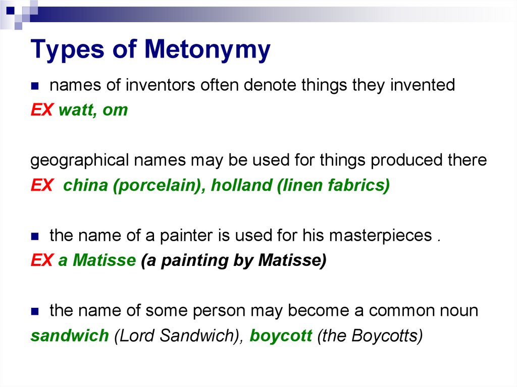 Types of Metonymy