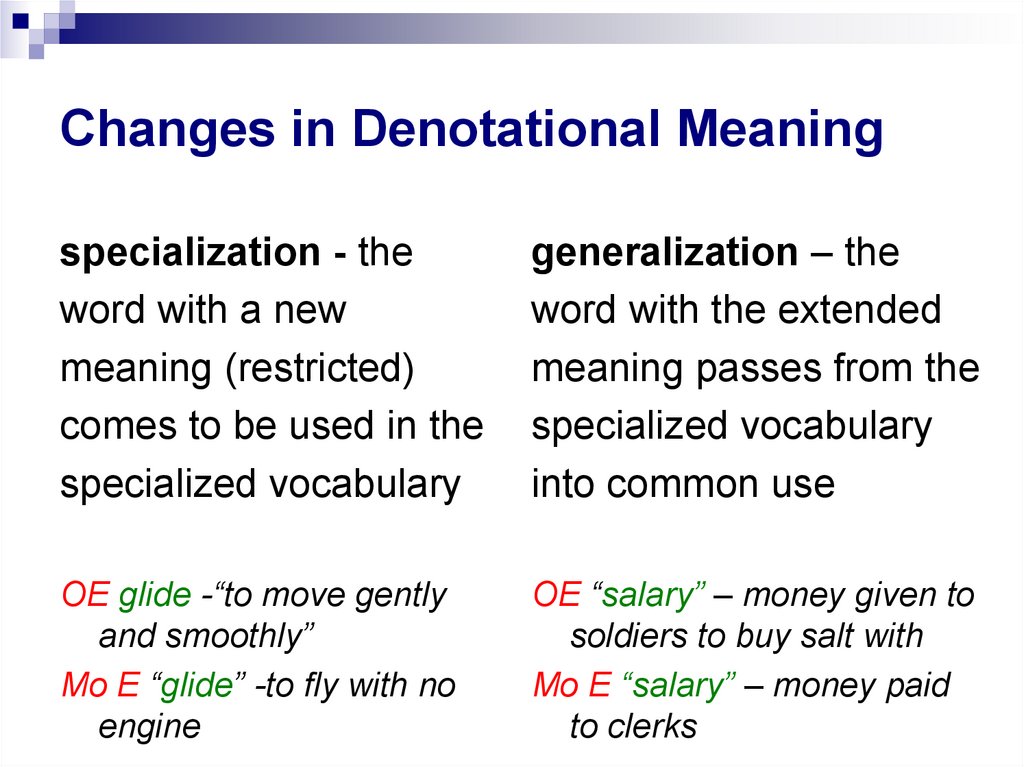 Changes in Denotational Meaning