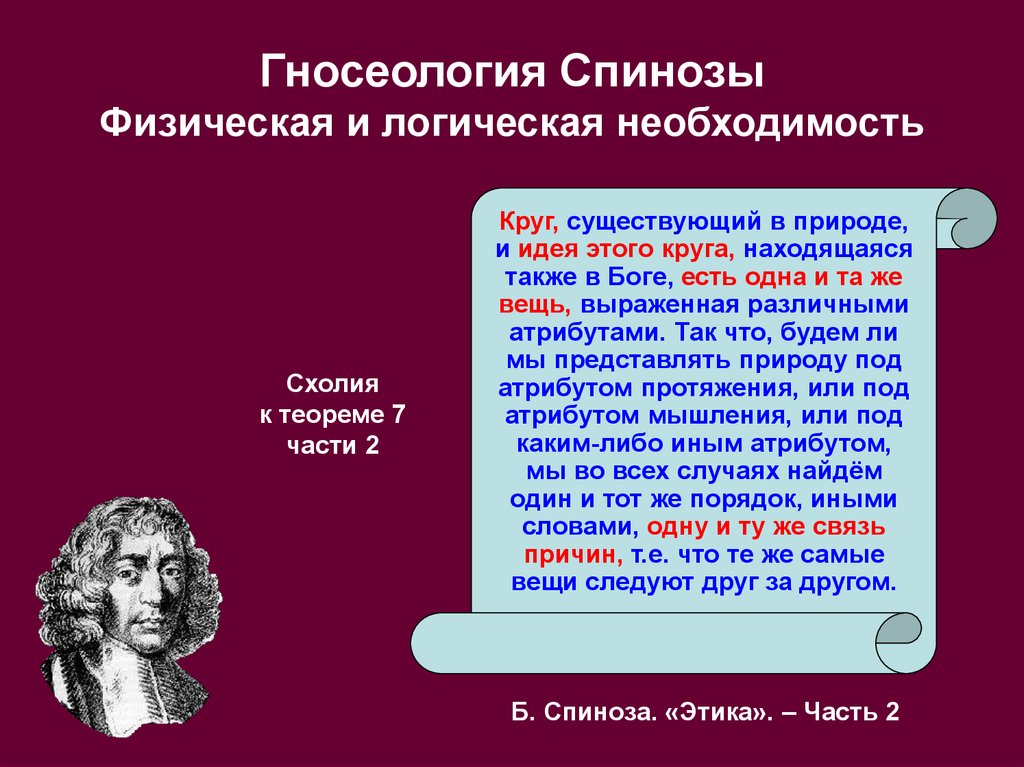 Как вы понимаете слова философа б спинозы. Бенедикт Спиноза гносеология. Основное понятие в философии Спинозы. Логическая необходимость. Спиноза 