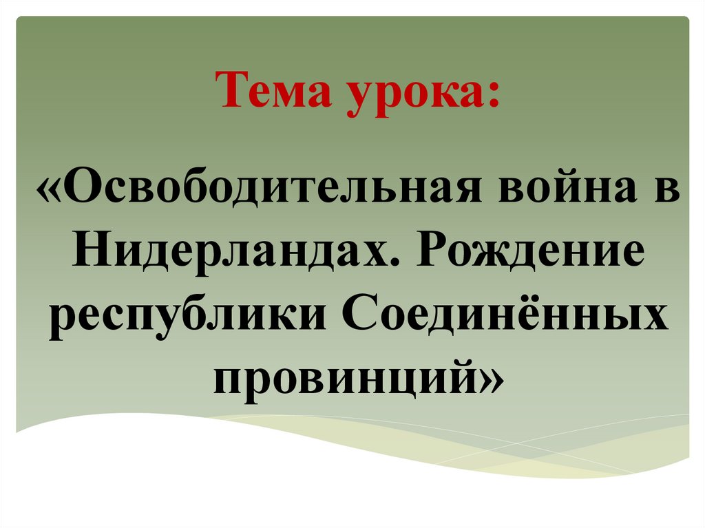 План освободительной войны в нидерландах