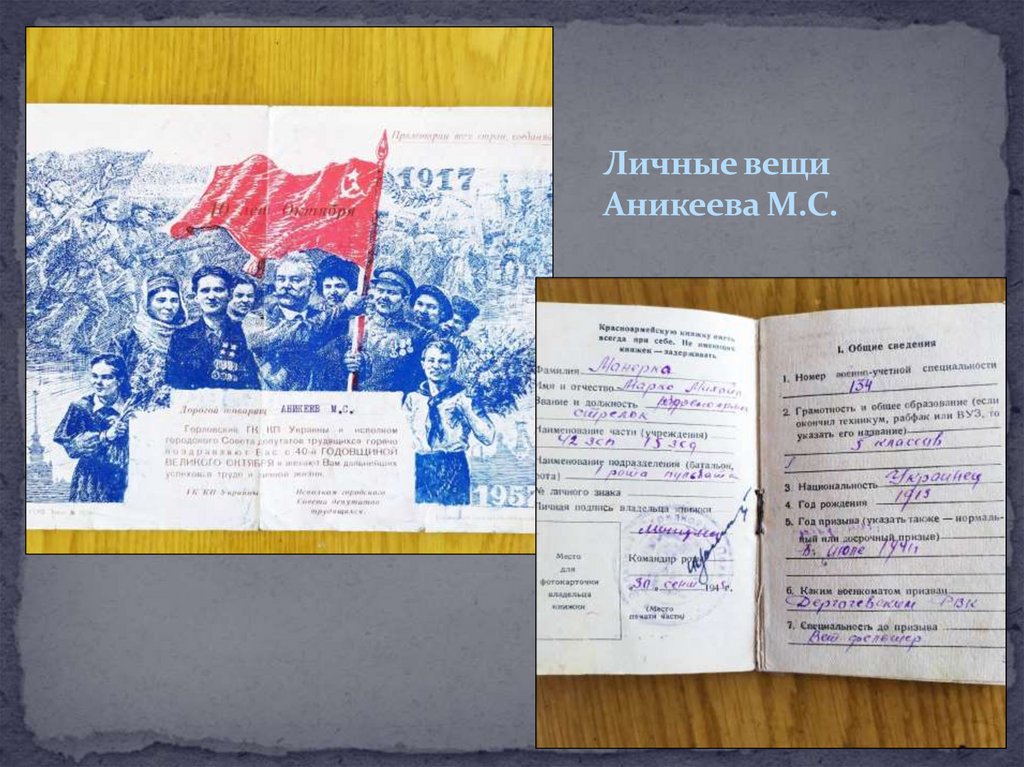 Личные вещи Аникеева М.С.