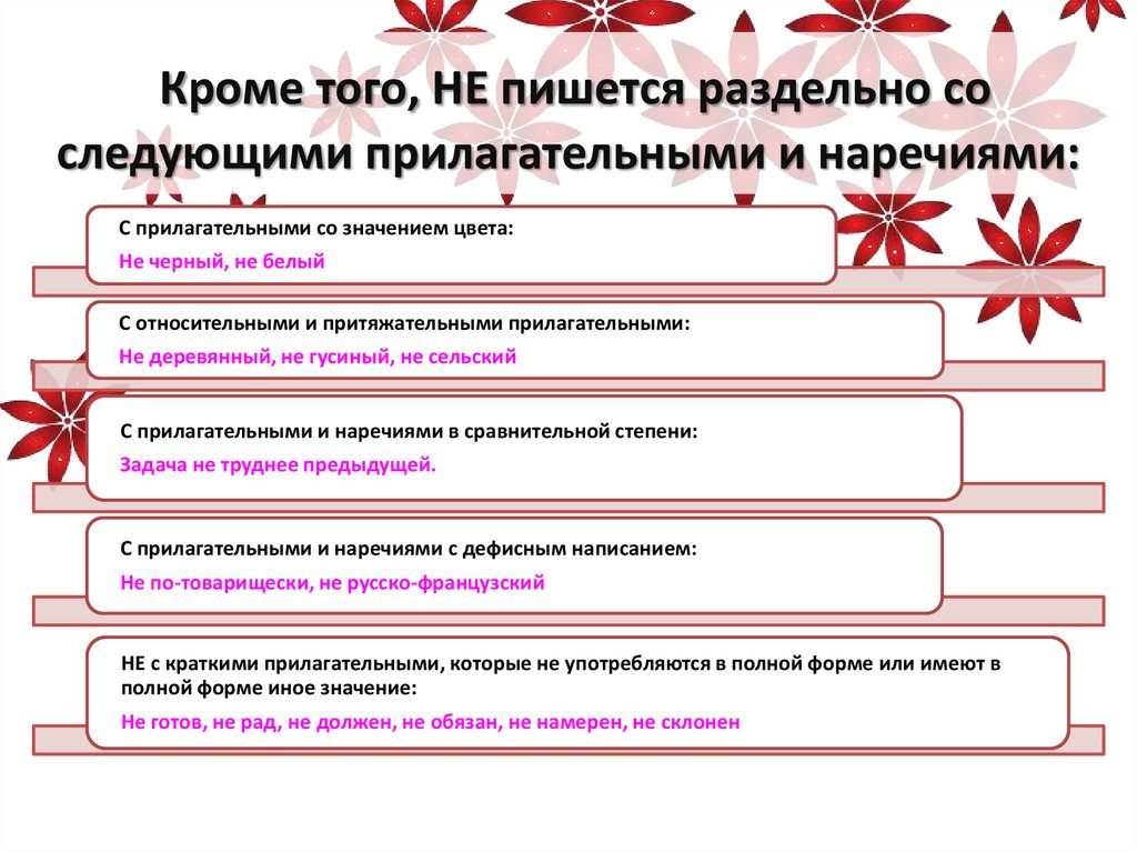 Когда не с прилагательными пишется раздельно. Когда прилагательное с не пишется раздельно. Когда прилагательное пишется раздельно.