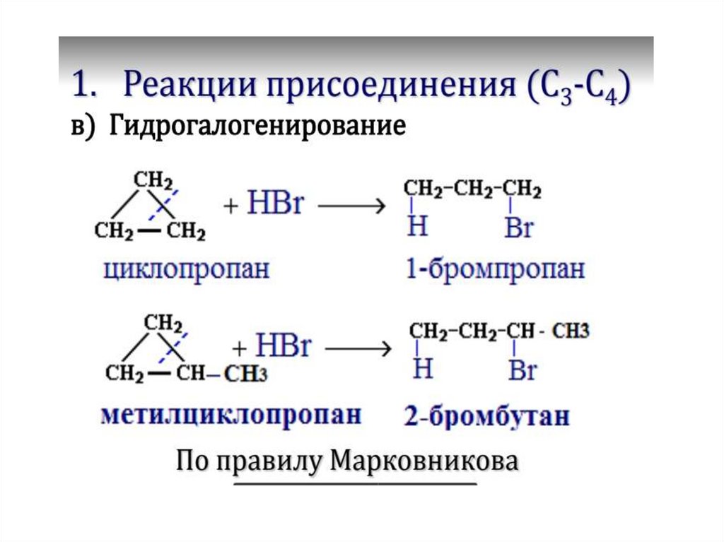 Циклоалканы реакции